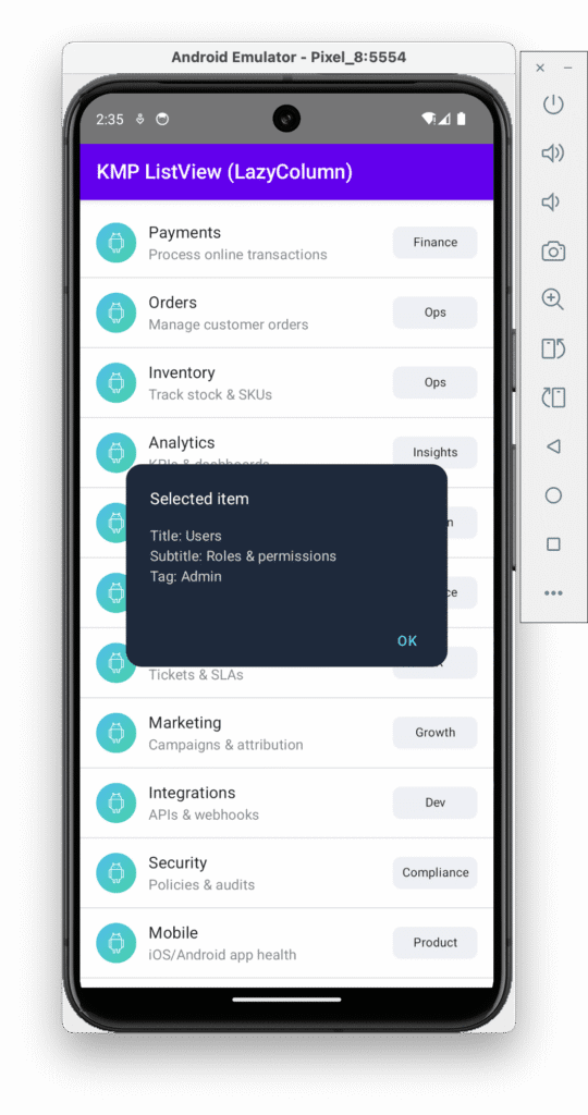 ListView LazyColumn in Kotlin Compose Multiplatform KMP KMM Android