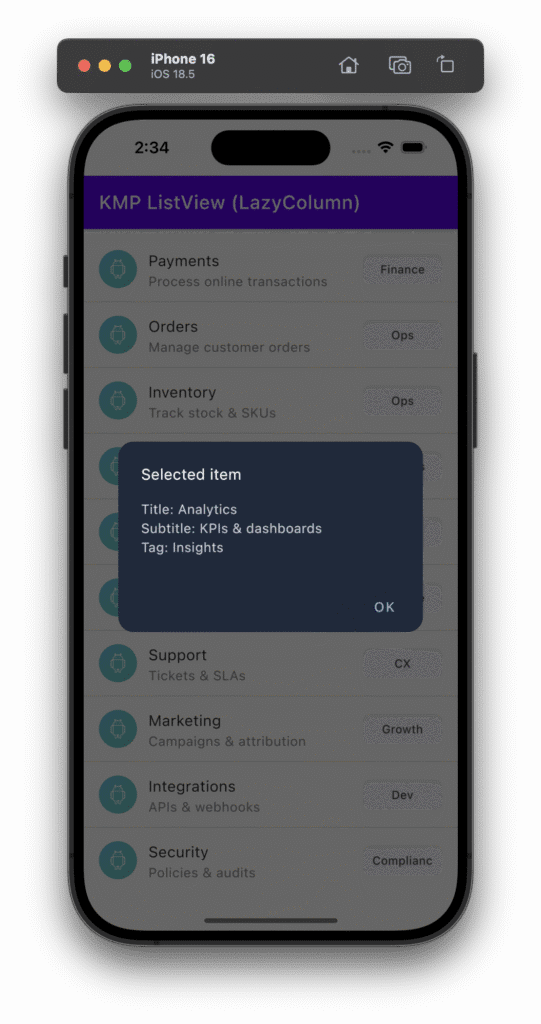 ListView LazyColumn in Kotlin Compose Multiplatform KMP KMM iOS